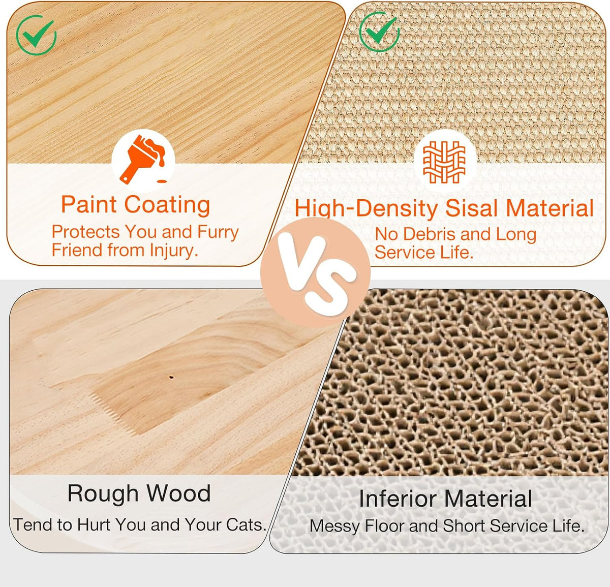 Oval Sisal Cat Scratcher with Ball Track - Woven Sisal Scratching Pad & Interactive Cat Toy, Wooden Track with 3 Toy Balls for Indoor Cats, No Assembly Needed