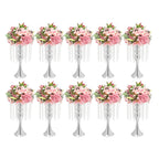 Wedding Centerpieces Silver Vases,10PCS Metal Flower Candle Holder with Sparkling Crystal Beads,Crystal Flower Vase Metal Flowers Stand for Party Tables Decorations (10PCS-Sliver-3)