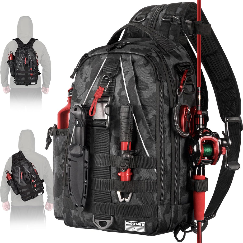 Ghosthorn Fishing Backpack with 3600 Tackle Box Fishing Gear Set Tackle Bag