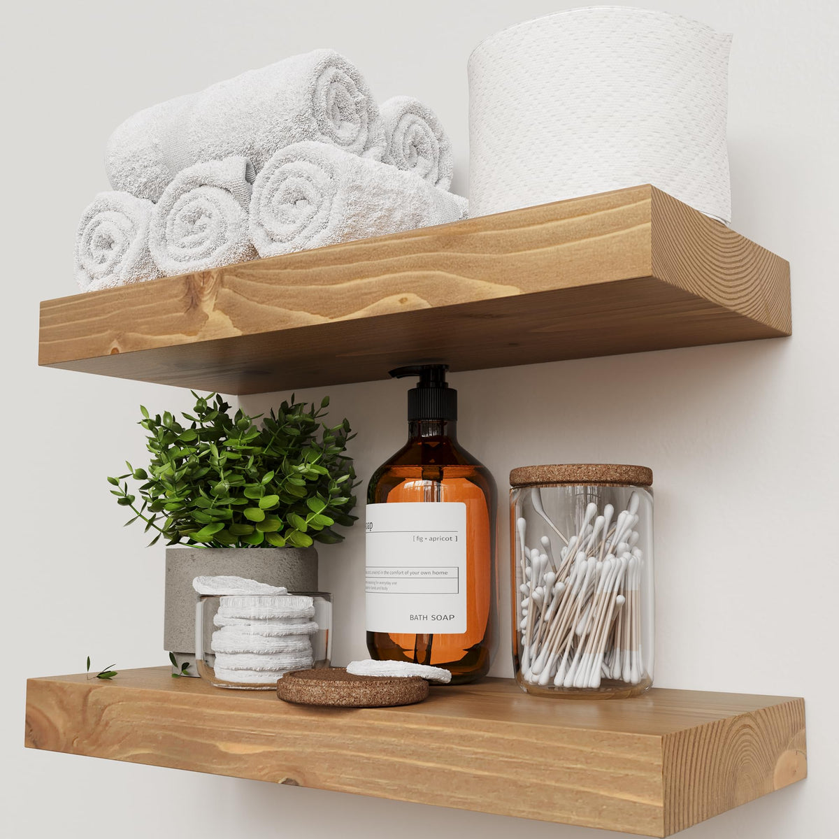 Solid Wood Floating Shelves for Wall 36 Inches Long, Walnut Wooden Shelf