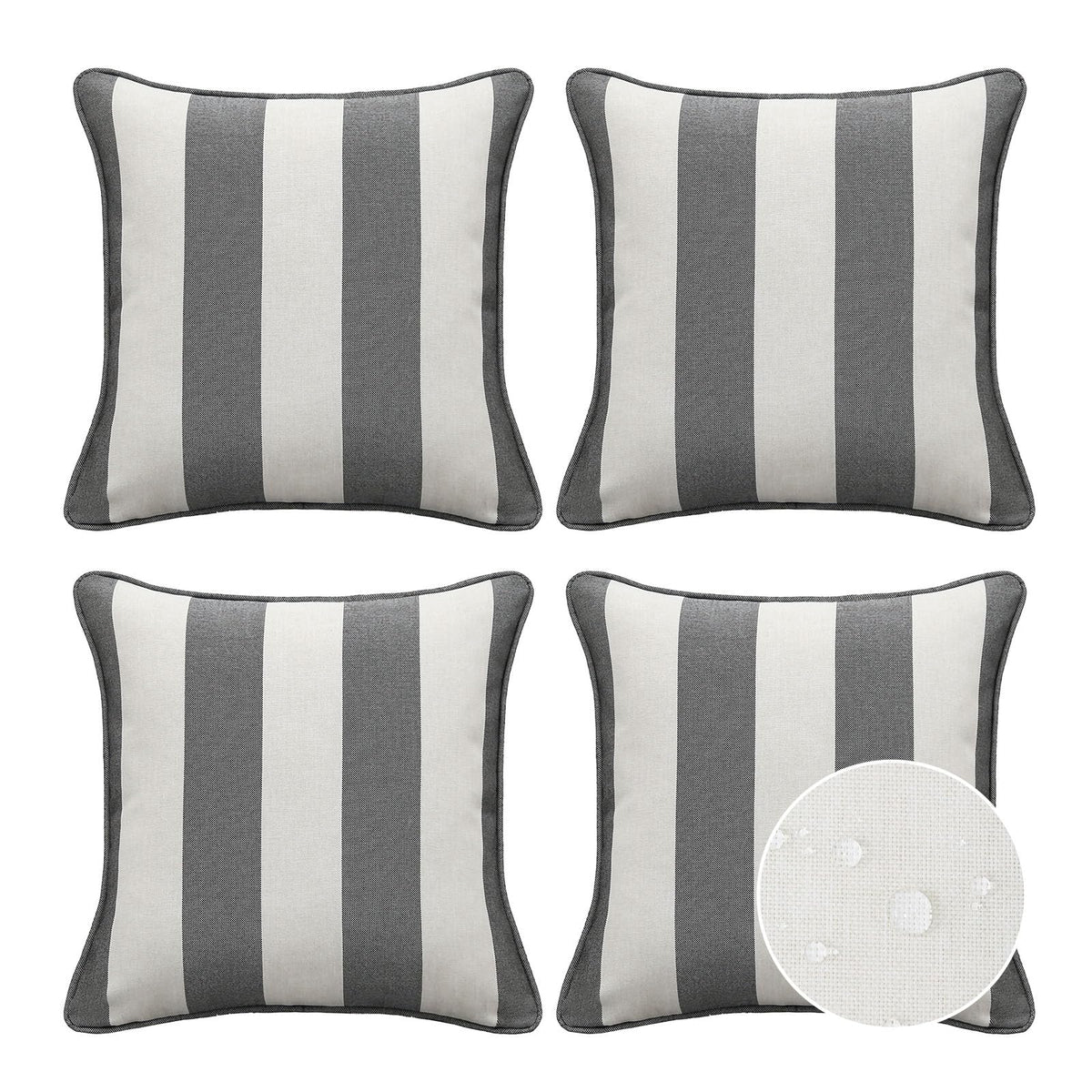 Sunbrella Decorative Outdoor Water Repellent Throw Pillows with Inserts, Set of 4, 18" x18" Pillows for Patio, Backyard, Bed, Couch, and Patio Furniture, Specrtum Pebble