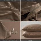 MooMee Upgraded Softer Duvet Cover Set 100% Washed Cotton Twill King