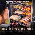 EAST OAK 30" Outdoor Electric Smoker with Built-in Meat Probe & Mobility Stand, Side Chip Loader for up to 6x Longer Uninterrupted Smoke and 725 sq in Cooking Area, Night Blue