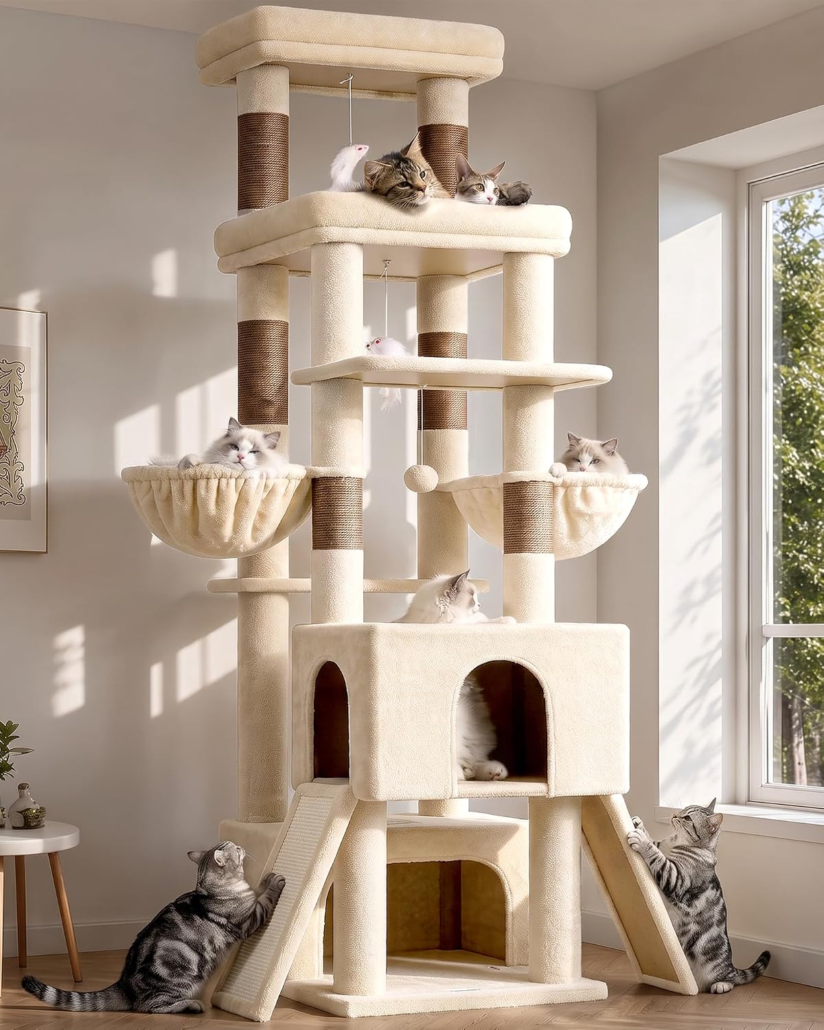 Globlazer Z78 Heavy Duty Cat Tree for 20lbs Large Adult Cats, Beige