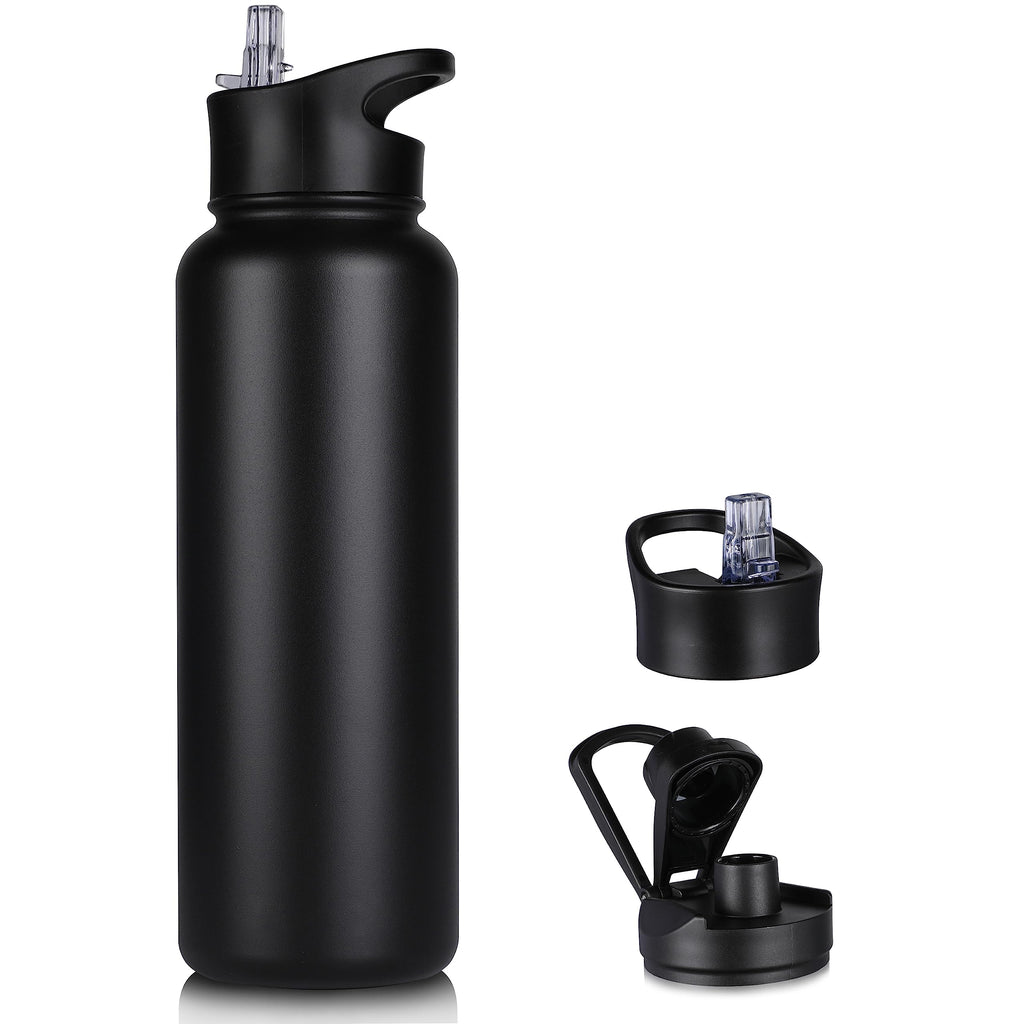 32 oz Insulated Water Bottle Bulk 8 Pack, Stainless Steel Sports Water Bottles with Straw Lid & Wide Mouth Lids, Double Walled Vacuum, Leak Proof, White