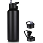 32 oz Insulated Water Bottle Bulk 8 Pack, Stainless Steel Sports Water Bottles with Straw Lid & Wide Mouth Lids, Double Walled Vacuum, Leak Proof, White