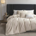 MooMee Queen Duvet Cover Set 100% Extra Long Staple Cotton Cooling Bedding