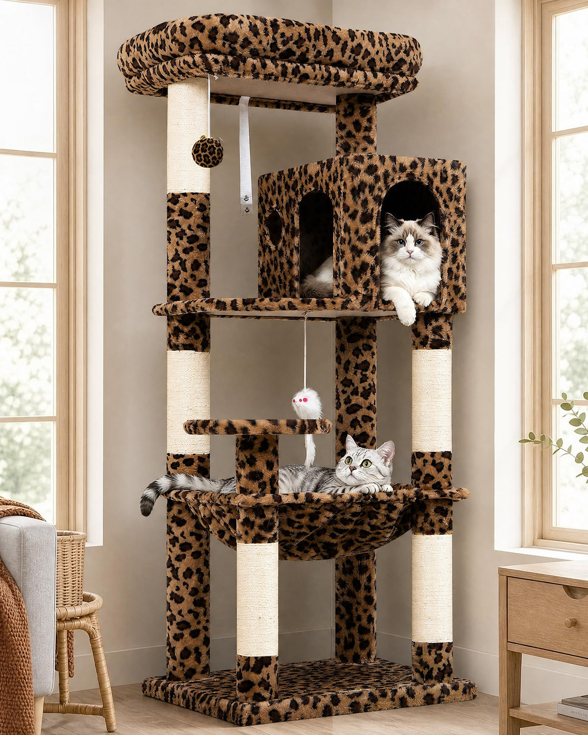 Globlazer Cat Tree Tower with Scratching Post for Indoor Cats, F53