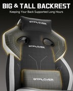 GTPLAYER Big & Tall Gaming Chair, Wide Seat with Footrest, Charcoal