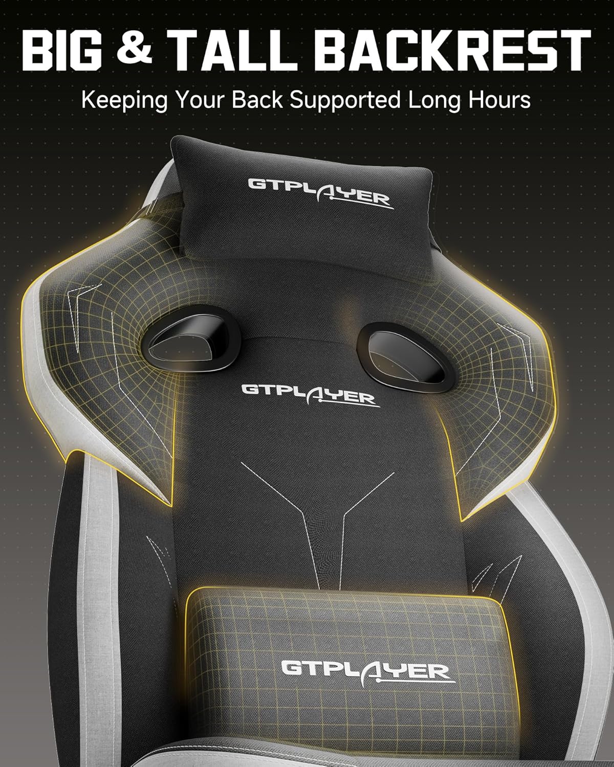 GTPLAYER Big & Tall Gaming Chair, Wide Seat with Footrest, Charcoal