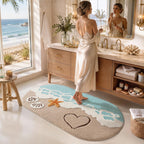 LUMI Beach Bathroom Rug Oval Soft Microfiber Absorbent Bath Mat 30x60