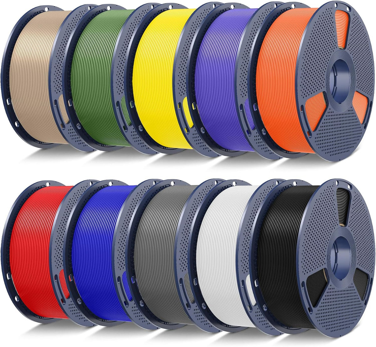 SUNLU PLA+2.0 3D Printer Filament, Multicolor, 10-Pack (10KG)