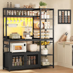 UPOSOJA 62.4in Large Bakers Rack with Power Outlet, 5-Tier Coffee Bar