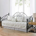 HESTIN 4Pcs Sky Blue Scallop Daybed Cover Set 75"x39" Petunia Embroidery