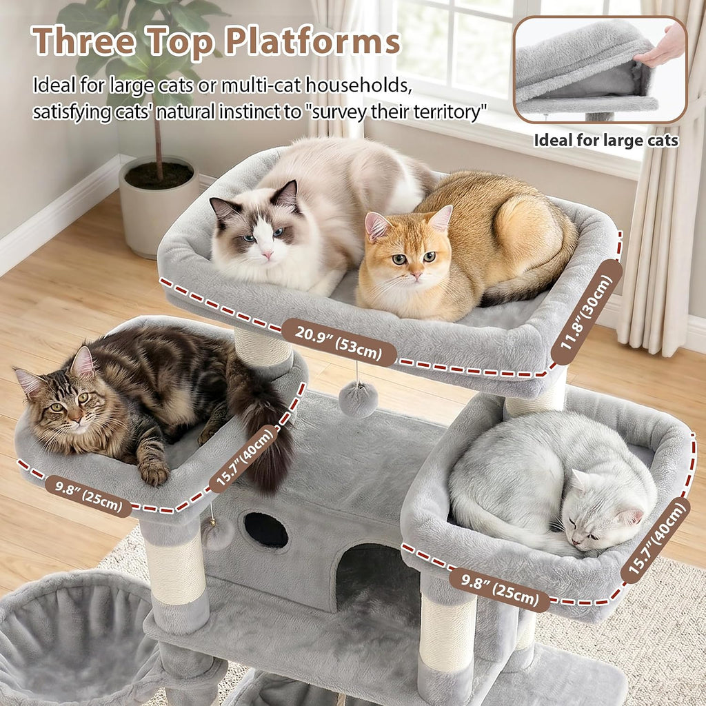 Gitelsnour Cat Tree, 74" Tower for Large Cats, Big Condo & Hammock GCT030W