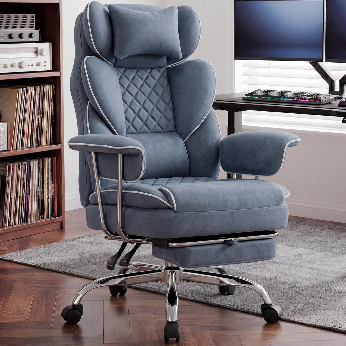 N-GEN GAMING Big and Tall Gaming Chair with Footrest, Reclining Chair,Black