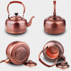 Whistling Kettle Teapot,Premium Copper Tea Kettle for Stove Top,Rustic Tea Pot with Ergonomic Handle,Work for All Stovetops