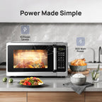Countertop Small Microwave Oven 0.9 Cu. Ft, 900W Compact Microwave with LED Lighting, 6 Auto Menus, Turntable, Child Lock, Easy-Clean, Memory for Kitchen, Home, Dorm Essentials, Stainless Steel