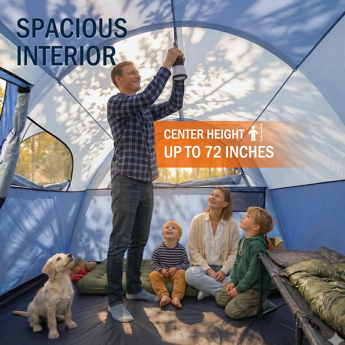 Camping Tent for 8 Person, 3 Room Family Tent with Rainfly