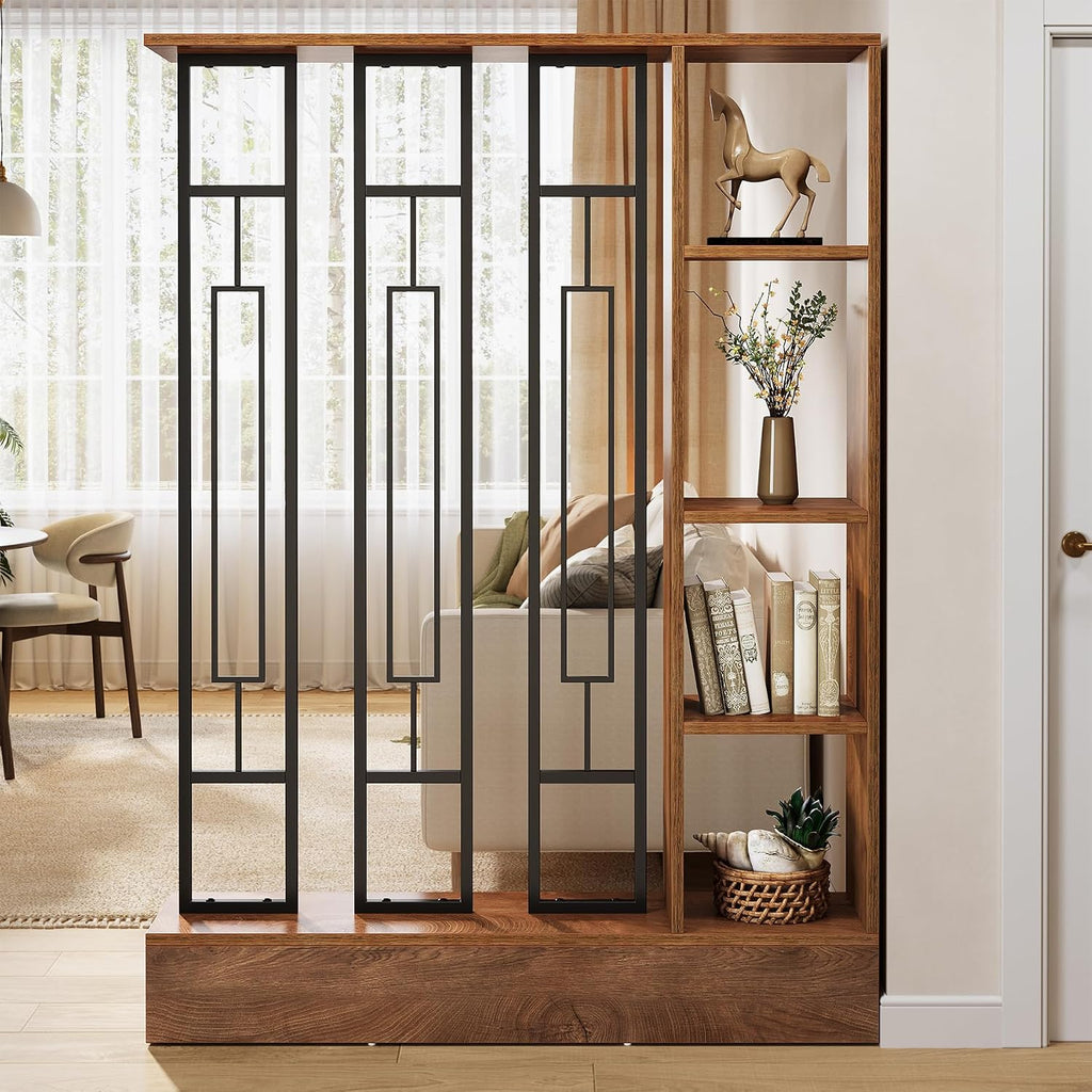 Tribesigns Room Divider with Shelves, 71" Freestanding Storage Room Divider
