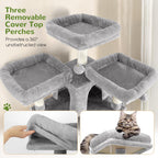 Globlazer Cat Tree Tower for Multiple Adult Cats, 82in, F82, Light Grey