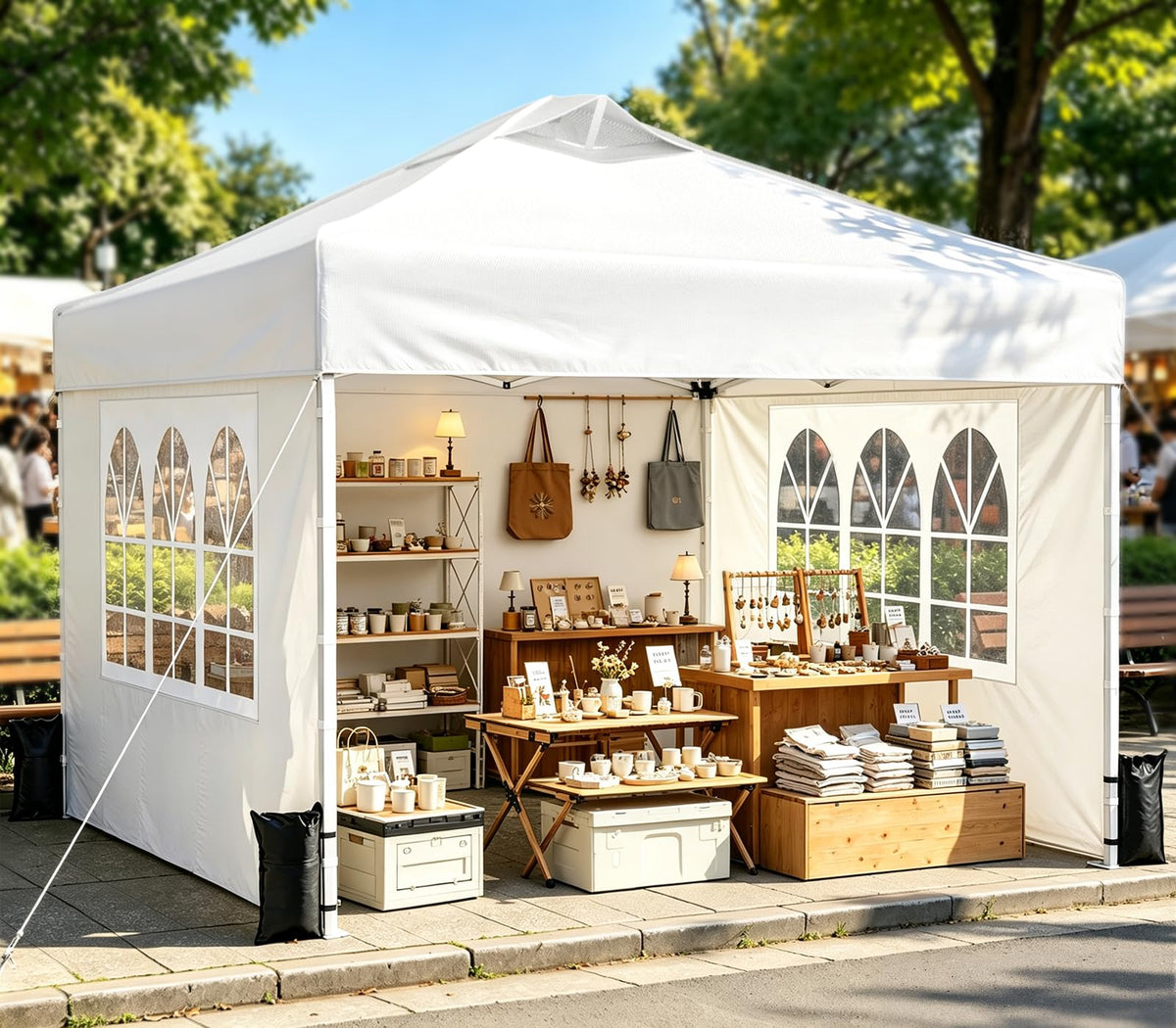 10x10 Pop Up Canopy Tent with One Push Setup, 3 Adjustable Heights, White