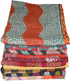 Handmade Vintage Kantha Quilt 3-Layer Cotton Blanket, Bohemian Kantha Throw, Reversible Patchwork Gudari Blanket for Bed, Couch, Sofa (54 x 84 1pices)