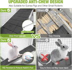 Gutinneen 2-Story Rabbit Hutch Bunny cage with Chew-Proof Ramp, Locking Leak-Proof Trays - Indoor/Outdoor 39.3" Wooden Rabbit Cage with Wheels for Rabbits, Guinea Pigs, Small Animal (Black and White)