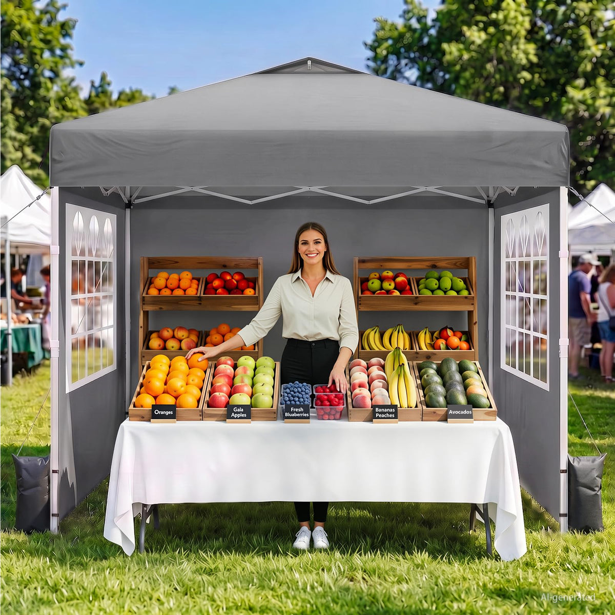 10x10 Pop Up Canopy Tent with Dual Vented Roof, One Push Setup, White