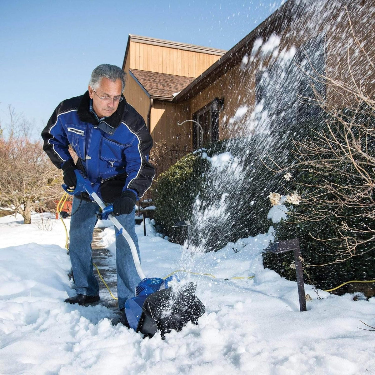 Snow Joe 324E Electric Snow Shovel, 10A Motor, 2-Blade Paddle Auger, Adjustable Handle, 2W LED Light, Clears 14-Inch by 6-Inch Path