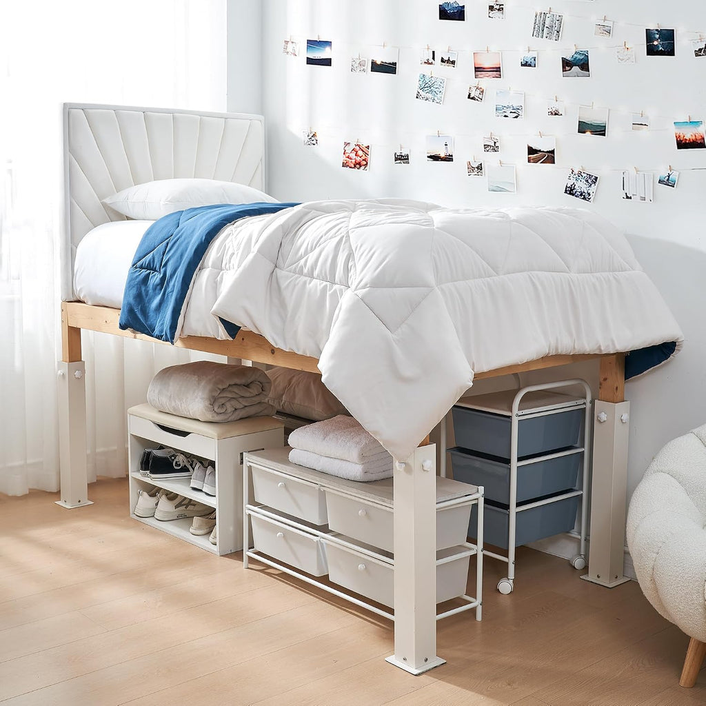 DormCo Suprima® Ultimate Height Bed Risers - Carbon Steel - White