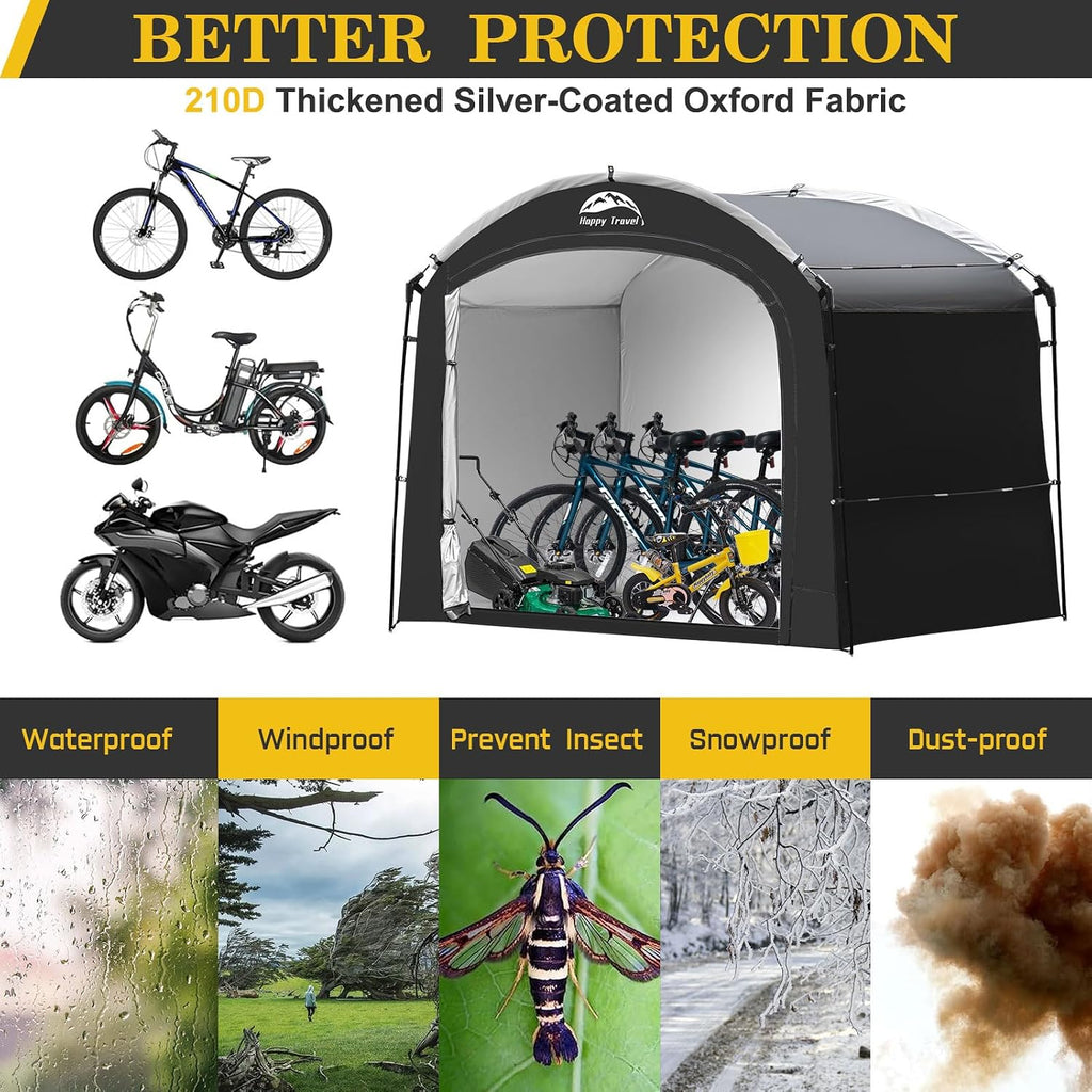 Happy Travel Bike Storage Shed Tent, Waterproof Portable Bicycle Cover Shed