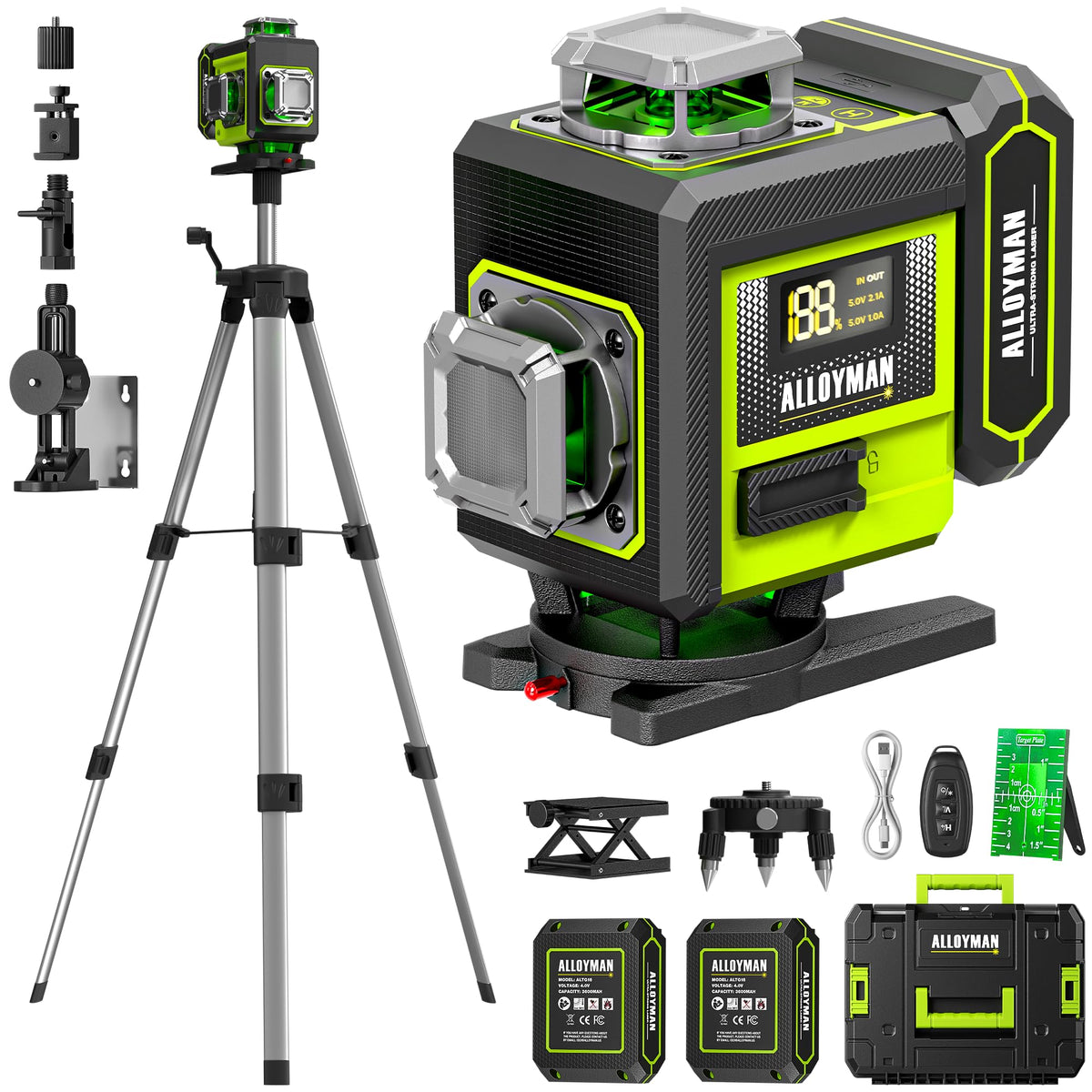 Alloyman Laser Level with Tripod, Laser Level 4× 360° Self Leveling