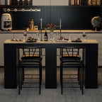 VECELO Small Bar Table and Chairs Tall Kitchen Breakfast Nook with Stools/Dining Set for 2, Storage Shelves, Space-Saving, Gray