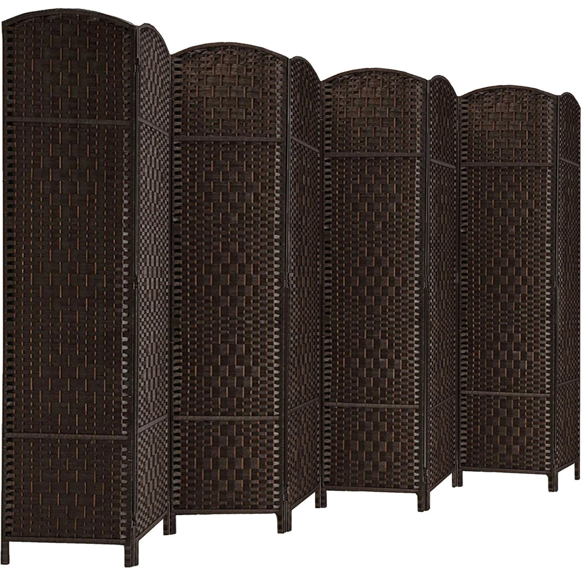 Rose Home Fashion Room Divider, 6 ft Tall Room Dividers and Folding Privacy Screens, 16in Privacy Screen 6 Panel Dark Coffee Space Temporary Wall Foldable Partition Separation