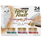 Fancy Feast Purina Gravy Lovers Poultry and Beef Grilled Gourmet Wet Cat Food Variety Pack - 3 oz. Cans,(Pack of 60)