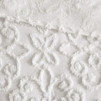 Misc Bright White Chenille Daybed Set Medallion Pattern Bedding Textured Soft Cotton Fabric Shabby Chic, 5 Piece