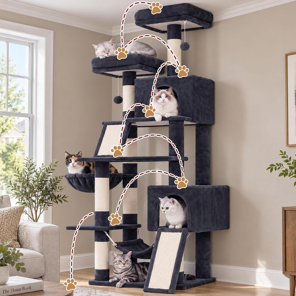 Gitelsnour Cat Tree, 71'' Tower for Large Cat with Scratching Post, GCT032G
