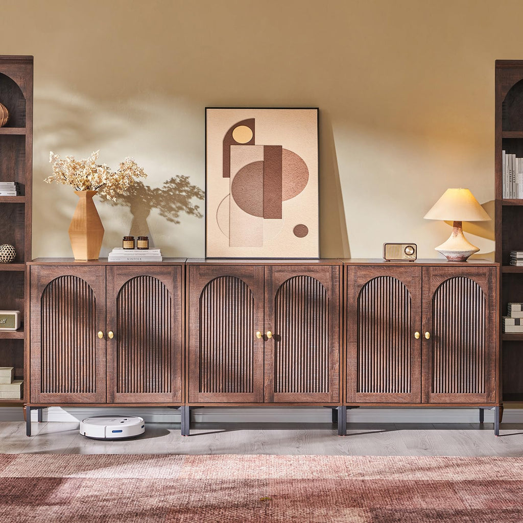 IFGET 61.75" W Modern Arched Sideboard Buffet Cabinet with Storage, Natural