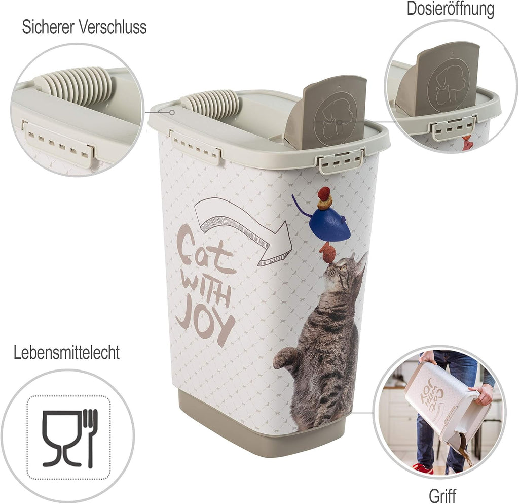 Rotho Mypet Cody 25 Litre Pet Food Container with Lid and Pourer, BPA-Free Plastic (PP), Anthracite/White, 25 Litres (33.0 x 25.0 x 46.2 cm)