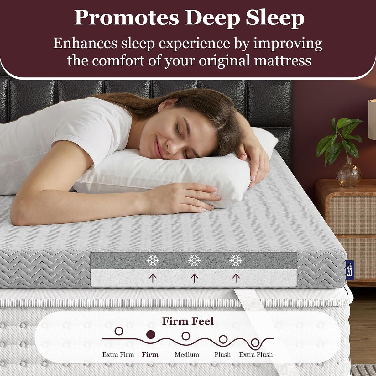 BedStory 3 Inch King Size Firm Mattress Topper for Pressure Relief