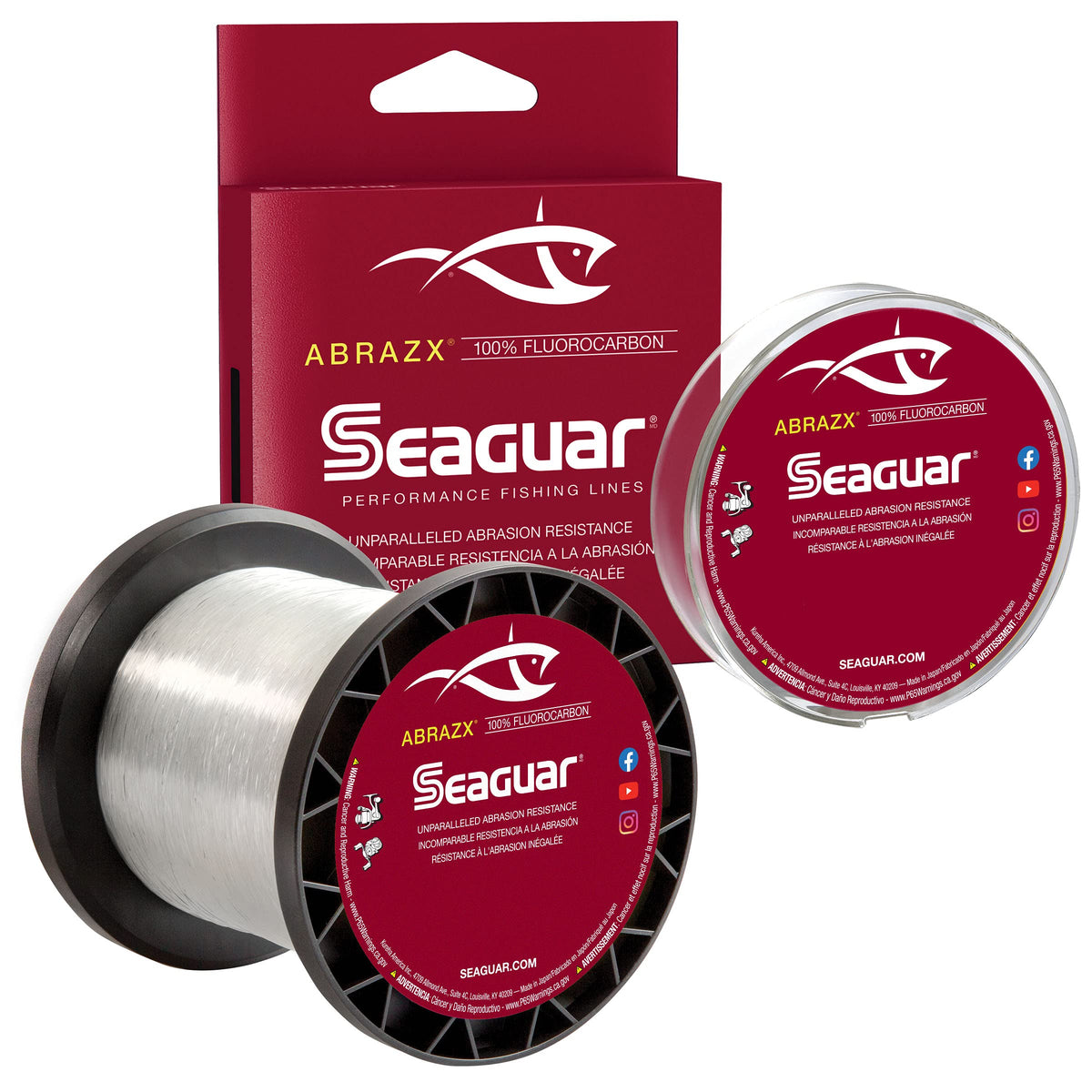 Seaguar AbrazX Freshwater Abrasion Resistant Fluorocarbon Fishing Line for Docks, Rocks, Weeds, & Logs - Multiple Sizes