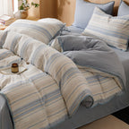 Plaid Duvet Cover Set Washed Cotton,Queen(90"x90"),Multicolor Gingham