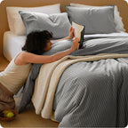 Bedsure PureWoven Gingham Duvet Cover Set Linen‑Like, King Size, 3-PC