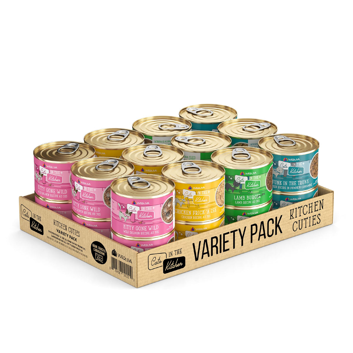 Weruva Cats in the Kitchen, Kitchen Cuties Variety Pack, Wet Cat Food, 6oz Cans (Pack of 24)