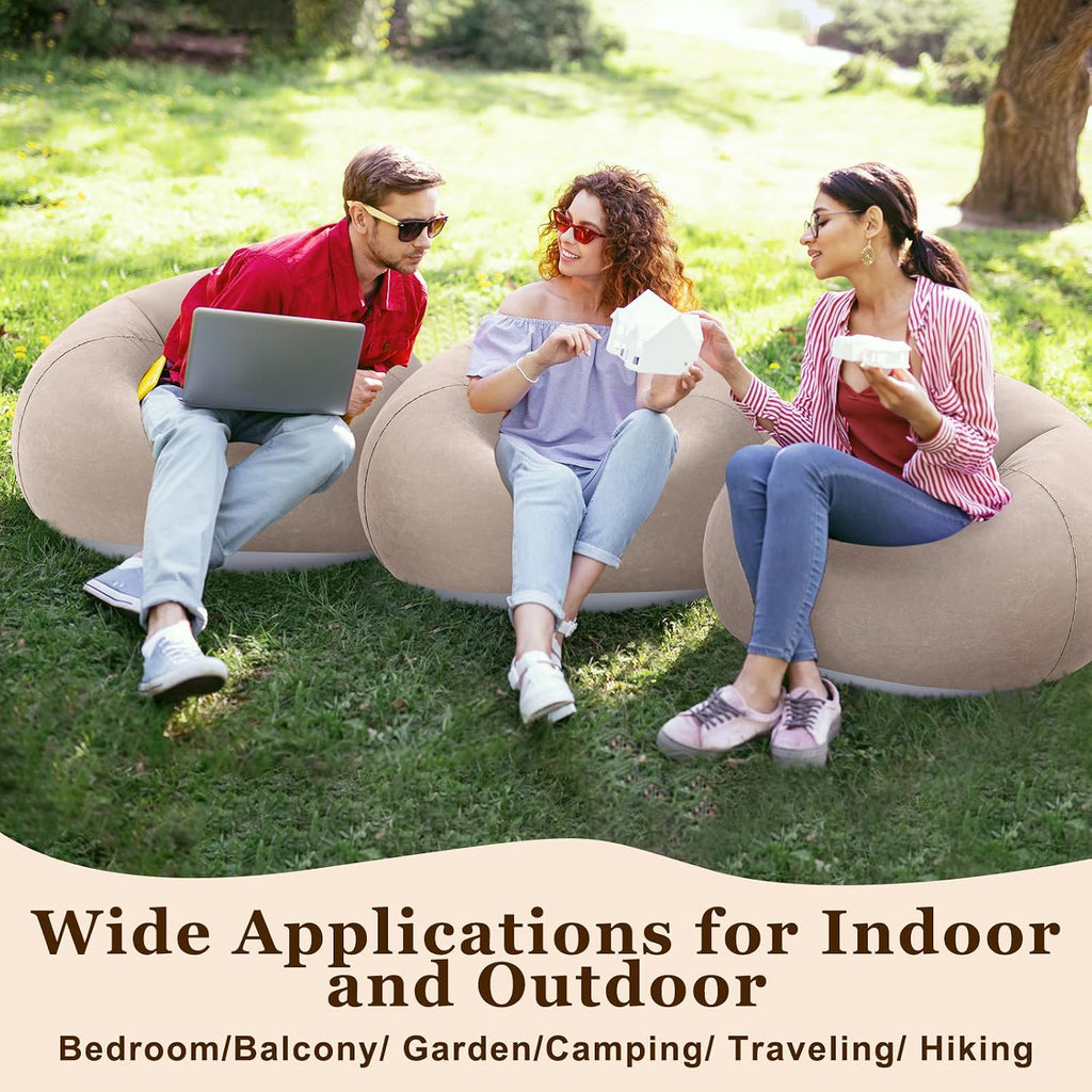 Realspring Inflatable Bean Bag Chairs,Coffee,4 Pcs