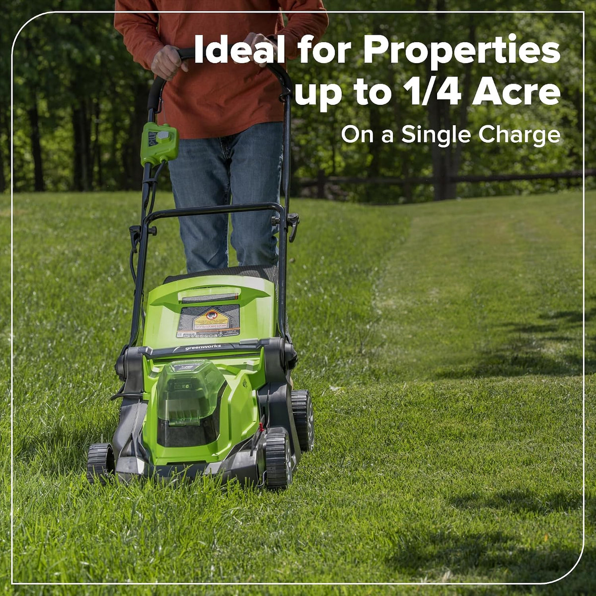 Greenworks 48V (24V x 2) 17in Push Lawn Mower, (2) 4.0 Ah Batteries Kit