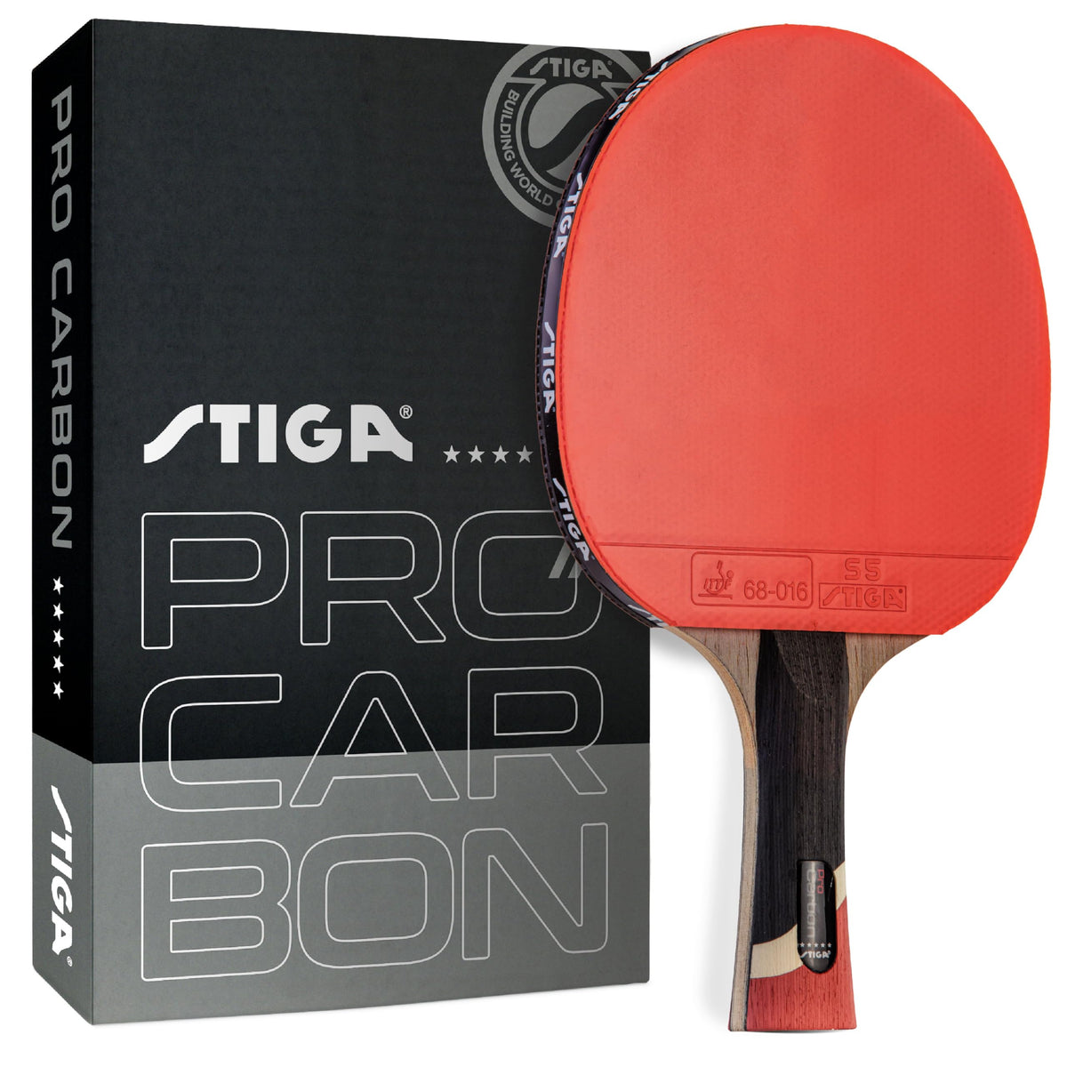 STIGA Pro Carbon + Raptor Performance-Level Table Tennis Rackets with Carbon Technology for Tournament Play - 7-ply Blade with Flared Handles - 2mm Sponge for Enhanced Control and Speed