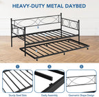 IDEALHOUSE Metal Twin daybed with Trundle with Steel Slat Support