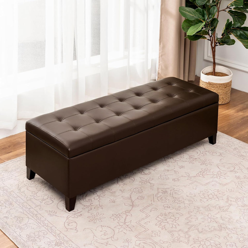 Joveco 51 Inch Storage Bench,Leather Tufted Storage Ottoman with Legs